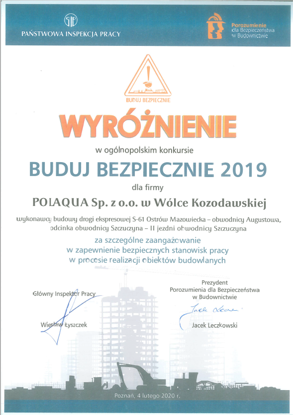 Buduj bezpiecznie 2019 - wyrÃ³Å¼nienie dla budowy w Szczecinie